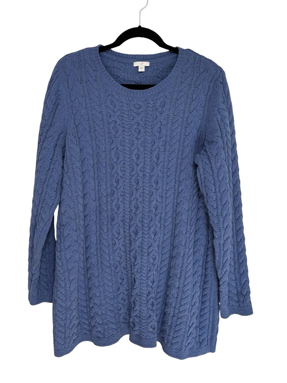 J. Jill Chenille Cable Knit Long Line Tunic Sweater in Powder Purple - Size L